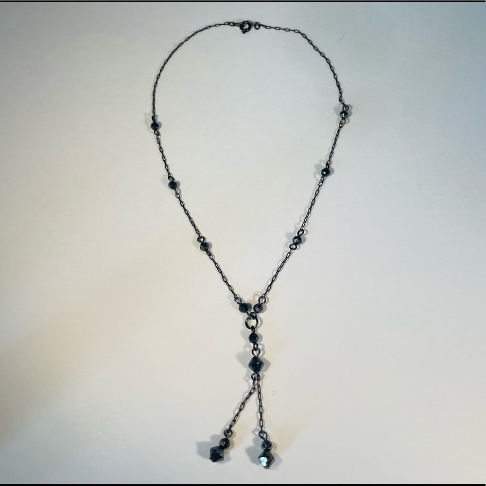 VTG  Black Crystal Beads Necklace